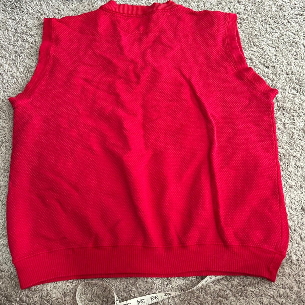 Vintage Willow Pointe Wendys Logo Sweater Vest Red Cotton V-Neck Mens Large USA - Picture 6 of 6
